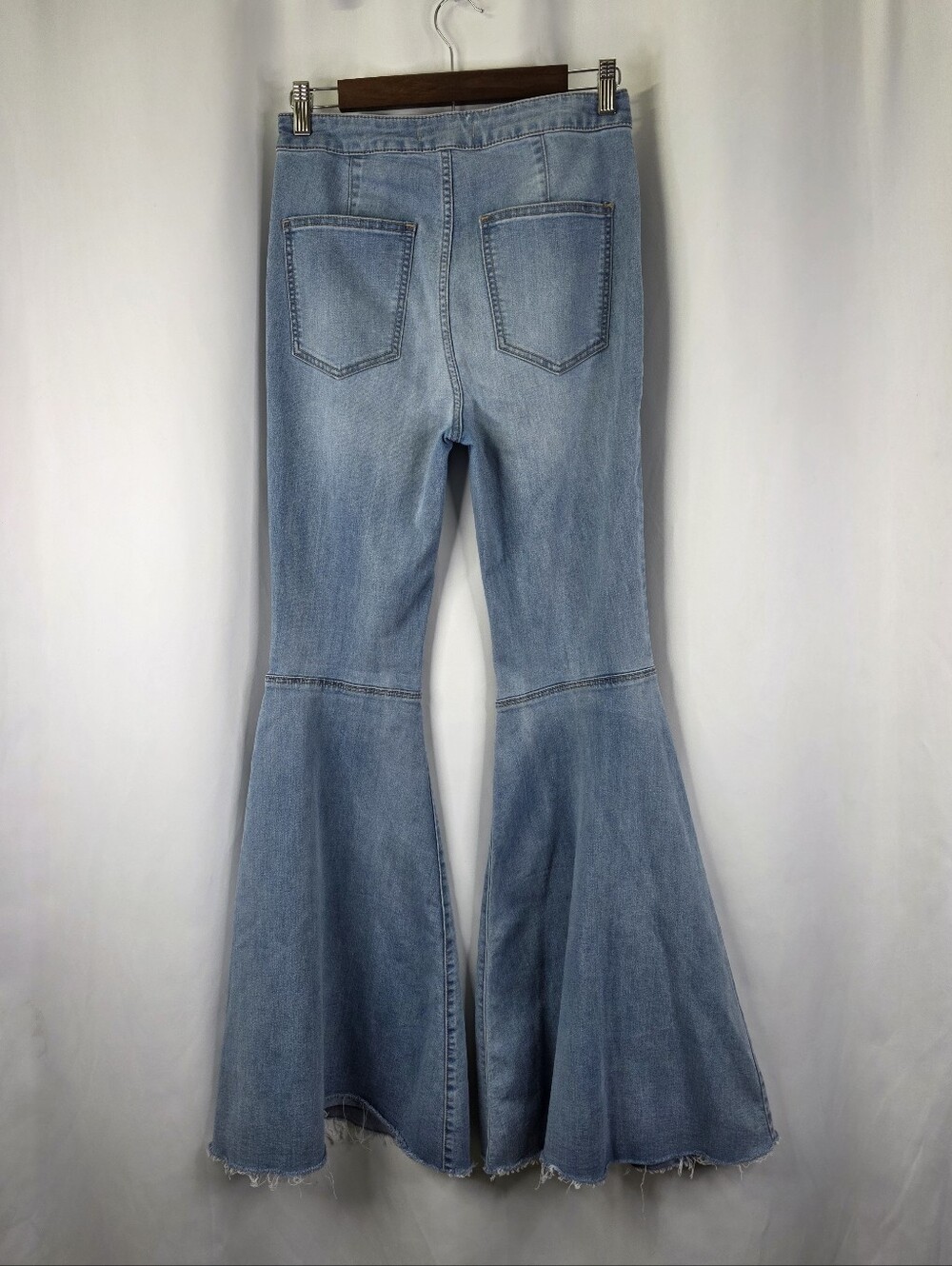 FREE PEOPLE Size 27 Just Float On Flare Jeans Bell Bottoms RAW Hem High Waist - Picture 8 of 16